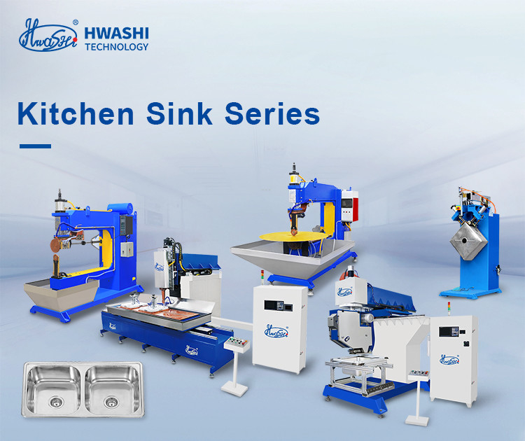 Hwashi Inox SS304 máquina de soldagem de costura de dupla pia de cozinha e máquina de polimento de pia CNC de aço inoxidável