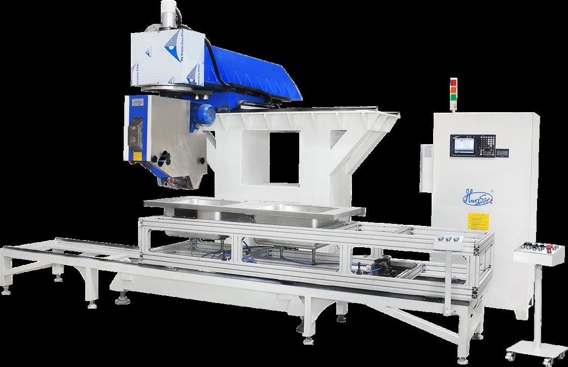 Máquina de fabricação de taças de lavatório de cozinha de aço inoxidável Hwashi CNC, Máquina de solda automática de costura para lavatório de cozinha de tipo italiano