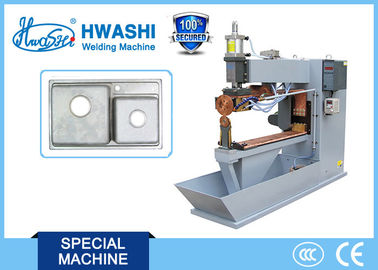 máquina semiautomática do soldador da emenda do dissipador 100KVA para uma espessura de aço inoxidável de 304 1+1mm