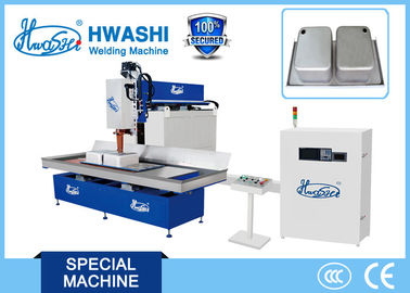 Máquina de soldadura automática da emenda do rolamento do CNC de Hwashi para a bacia de aço inoxidável da banca da cozinha