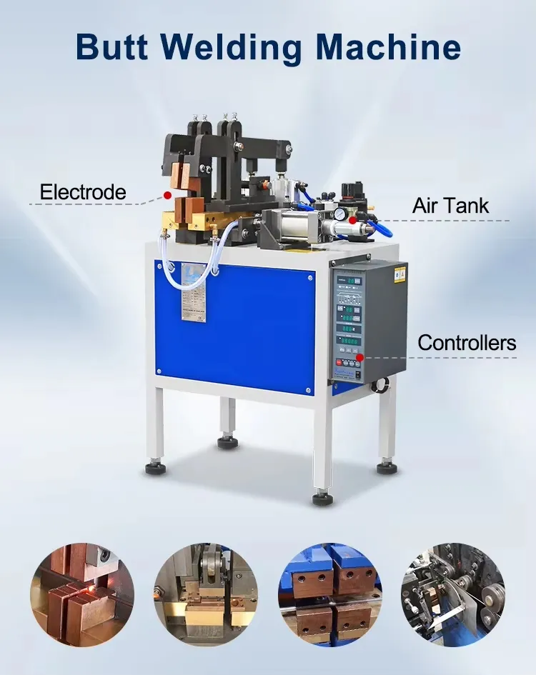 Hwashi Wire Diameter 2-8mm Automatic Ring Making Butt Welding Machine Circle Ring Bar Pneumatic Resistance Butt Welding Machine