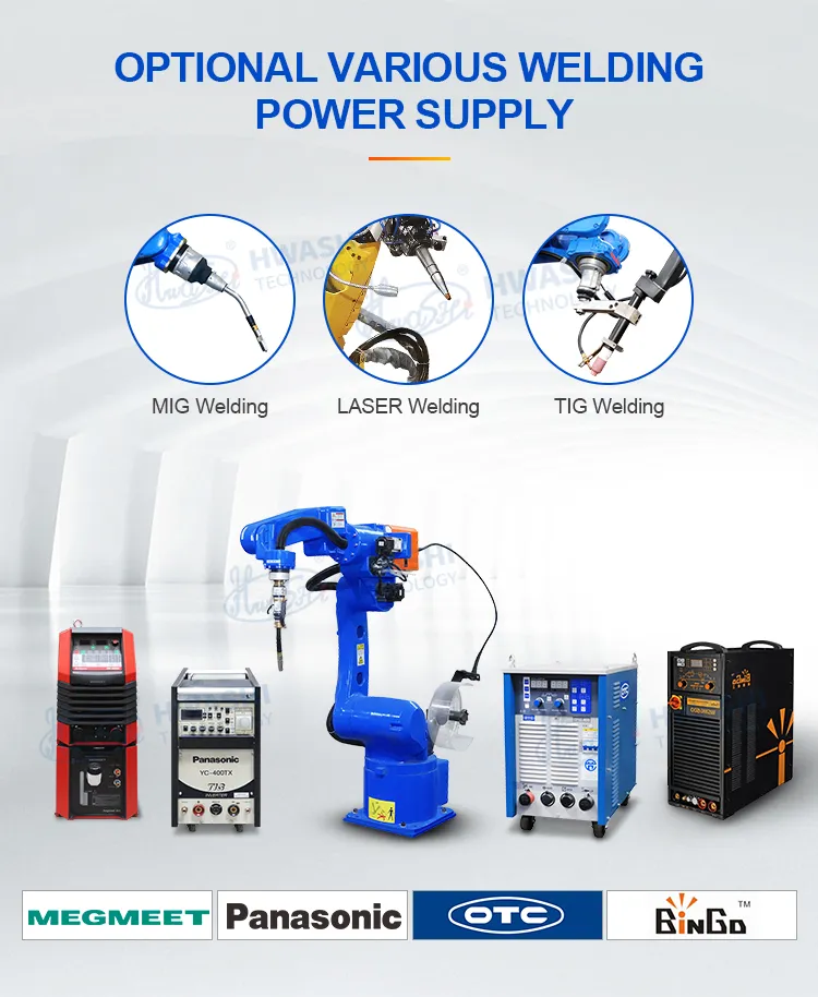 Hwashi Industrial CNC máquina de soldagem robótica 6 eixos com servo, soldagem robô braço posicionador rack, robô de soldagem automática TIG 8
