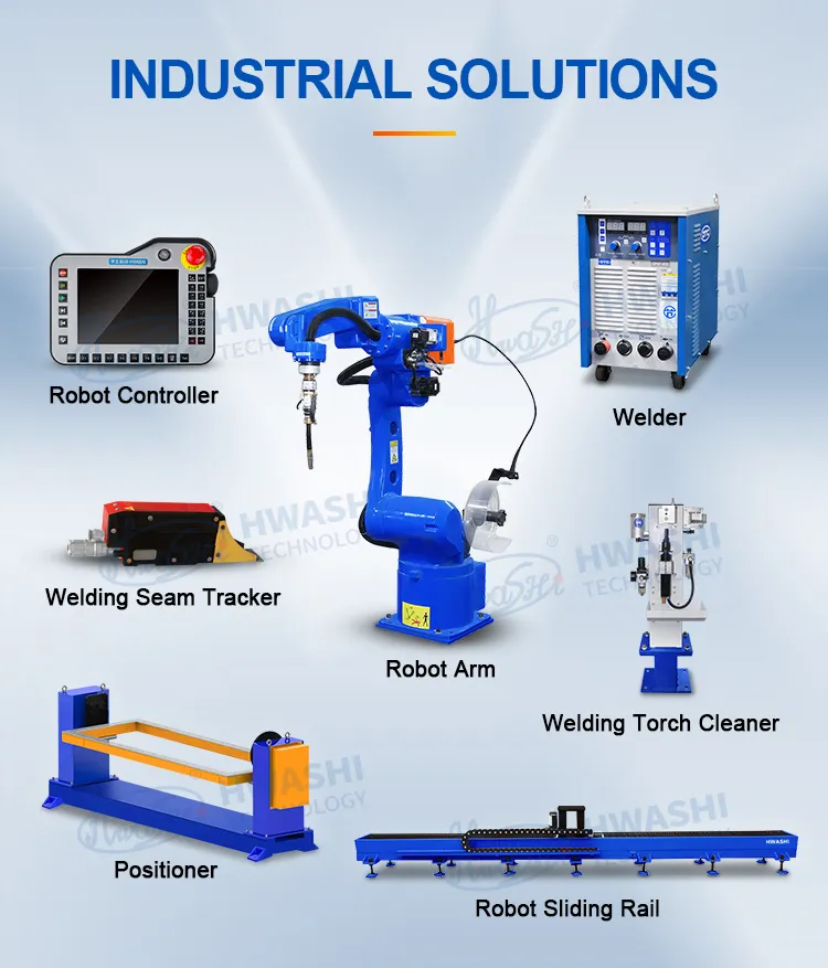 Hwashi Industrial CNC máquina de soldagem robótica 6 eixos com servo, soldagem robô braço posicionador rack, robô de soldagem automática TIG 7