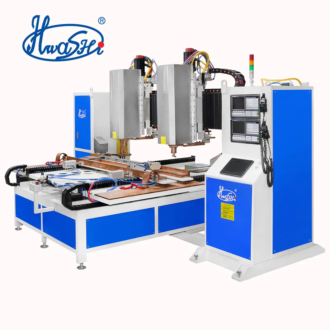 Hwashi CNC Seven 7axis Double Heads Sheet Metal Spot Weldinq Machine, Soldadora automática de chapas para Squatrack 0